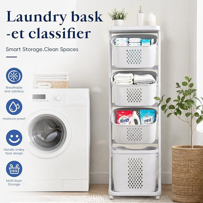 4-Tier Rolling Laundry Hamper Cart - Image 3