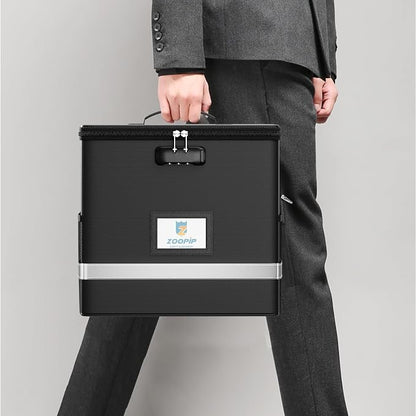 Fireproof File Box with Lock, Collapsible Document Organizer, Reflective Strip - Image 7