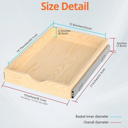 ZOINLIY 15''W X 21''D X 3''H Wooden Pull Out Drawer - Image 6