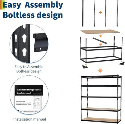 Storage Shelving Unit, 5-Tier Adjustable Metal Storage Shelves - Image 3