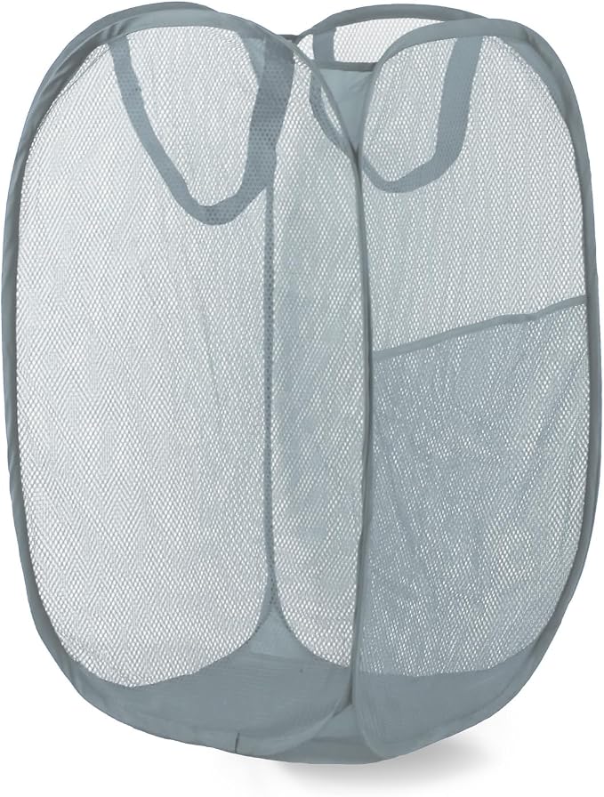 Pop Up Laundry Hamper, Mesh Laundry Basket Collapsible, Foldable Hamper by LXLOVESMEggRings