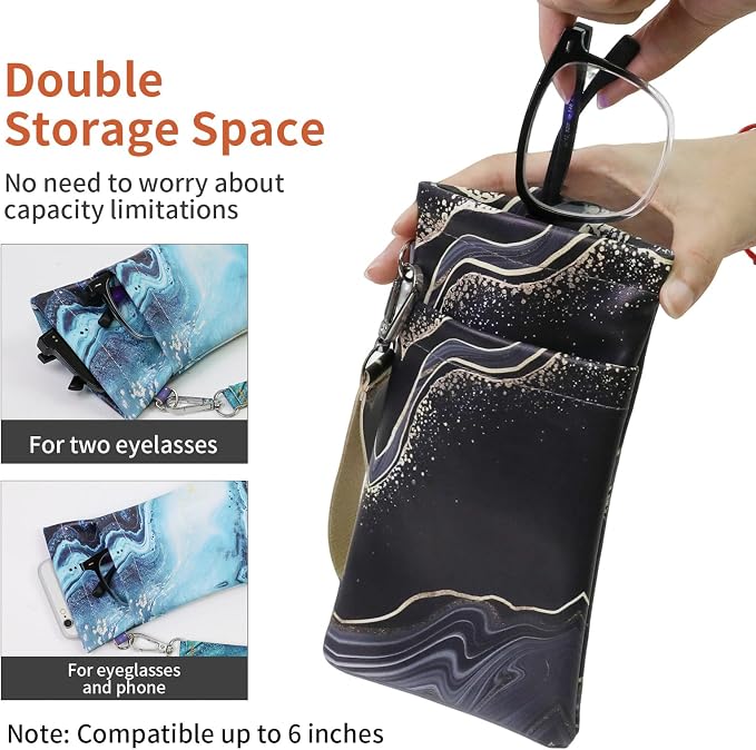 Double Eyeglass Case Soft Dual Glasses Case - Image 6