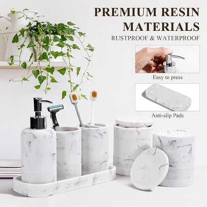 Bathroom Accessories Set, 6-Piece Bathroom Accessory Set, Toothbrush Holders Set - Image 5