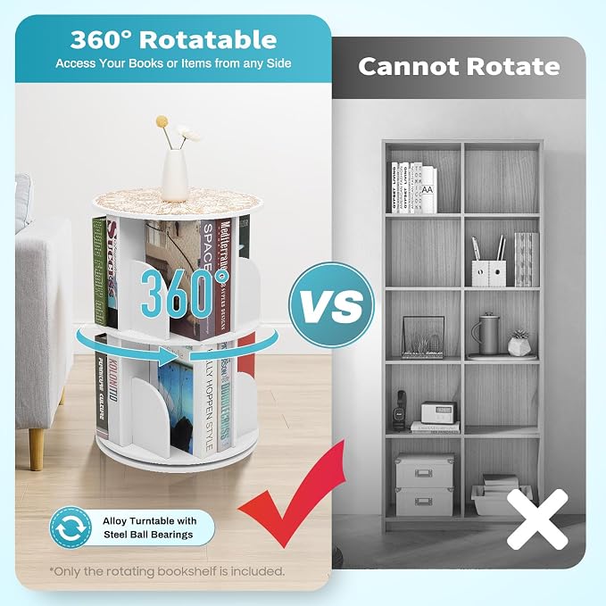 Rotating Bookshelf, 360° Spinning Bookcase - Image 9