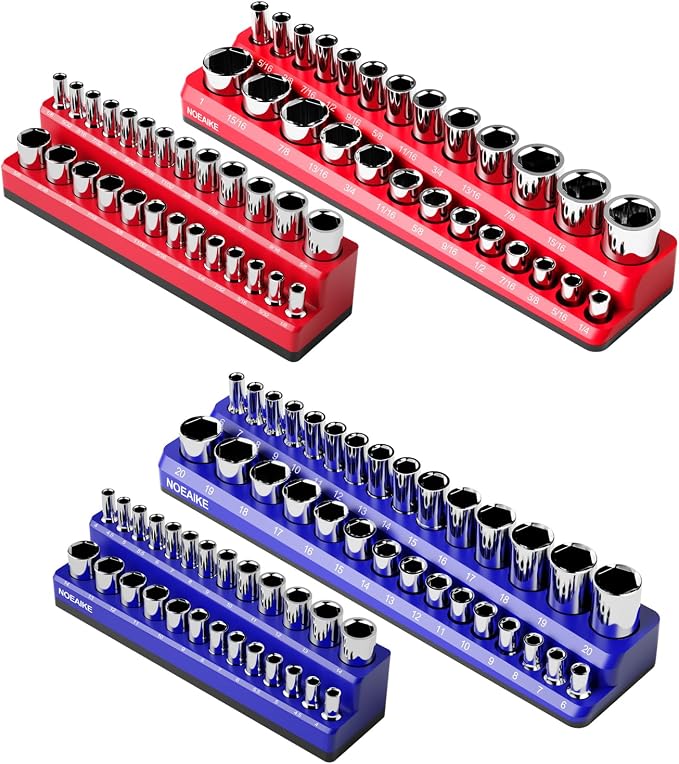 Magnetic Socket Organizer, 3/8" Drive Socket Trays, Holds 108 Pcs Standard and by NOEAIKE