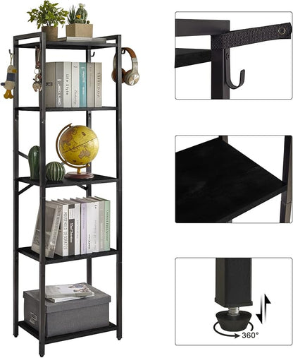 YMYNY Bookshelf, 5-Tier Ladder Shelf Organizer, Narrow Shelving Unit, Corner - Image 6
