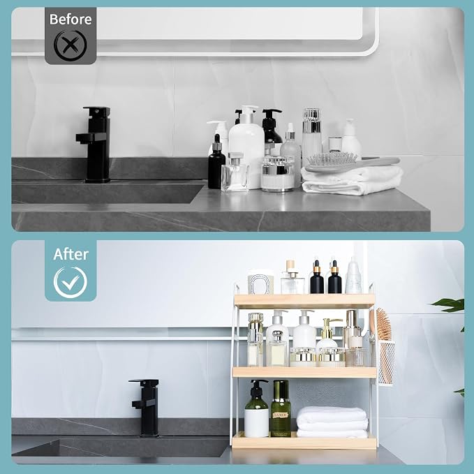 Uneviesyka Bathroom Counter Organizer, 3-Tier Standing Storage Shelf - Image 3