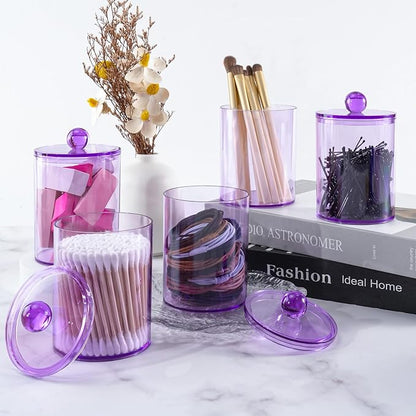 4 Pack Qtip Holder, Canister Apothecary Jar Set, Bathroom Jars - Image 5