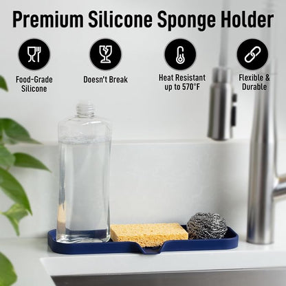 Zulay Kitchen Large Silicone Sponge Holder – Flexible Sink Organizer Tray - Image 2