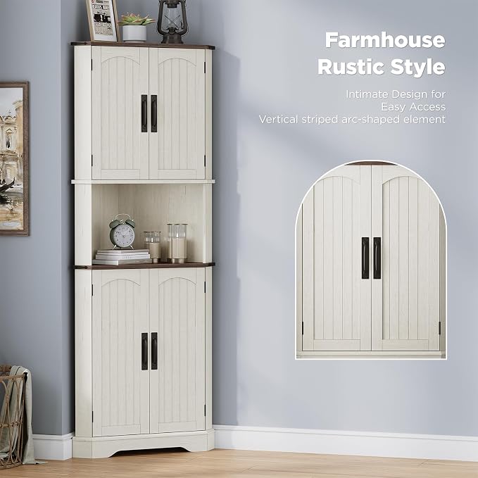 Maupvit Tall Corner Cabinet, Farmhouse Corner Storage Cabinet - Image 4