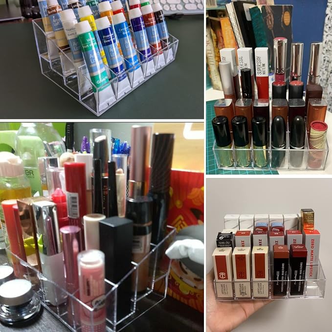 Tecbeauty Lipstick Holder, 24 Slots Clear Lipstick Organizer Acrylic Lipgloss - Image 5