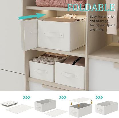 Fabric Storage Boxes for Shelves, 3 Pack Foldable Cloth Bins, Closet Organizers - Image 6