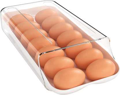theaoo Egg Holder for Fridge, Automatic Rolling Egg Container for Refrigerator by theaoo