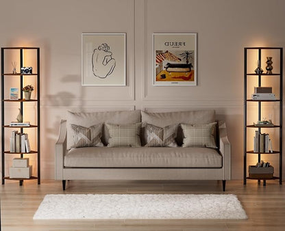 6 Tier Corner Shelf with LED Light, 67.5" Corner Narrow Bookshelf | Tall - Image 7