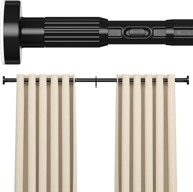 AIZESI 41-118 Inch Heavy Duty Black Tension Curtain Rod by AIZESITENSIONROD