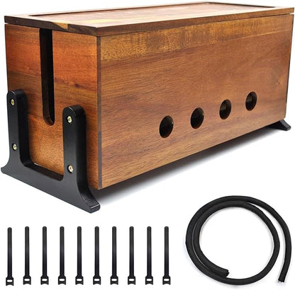 Large Cable Management Box, Wood Cord Hider Box & Organizer by Unknown