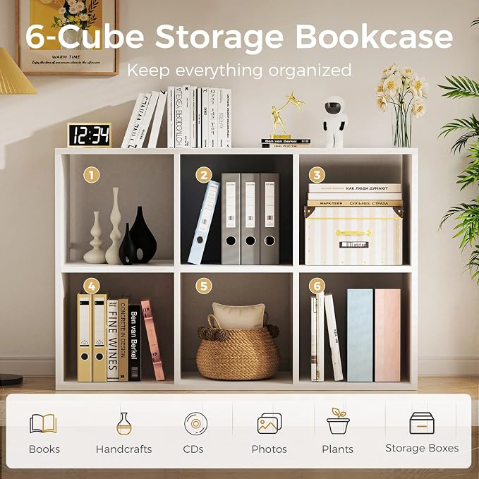COMHOMA 6 Wood Cube Storage Organizer - Image 6