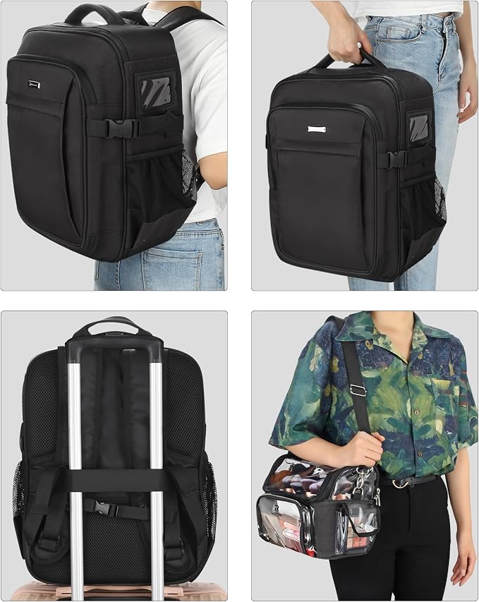 Relavel Professional Makeup Case Makeup Backpack and Clear Makeup Brush Case - Image 4