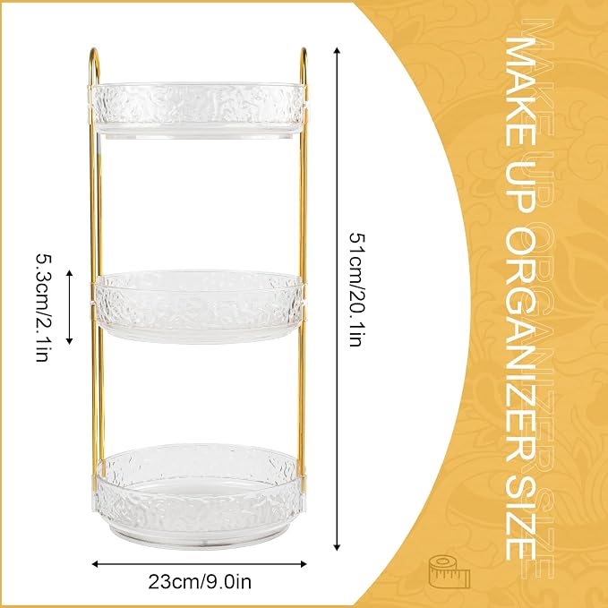Fangoo 3 Tiers Clear Rotating Makeup Organizer - Image 2