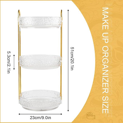 Fangoo 3 Tiers Clear Rotating Makeup Organizer - Image 2