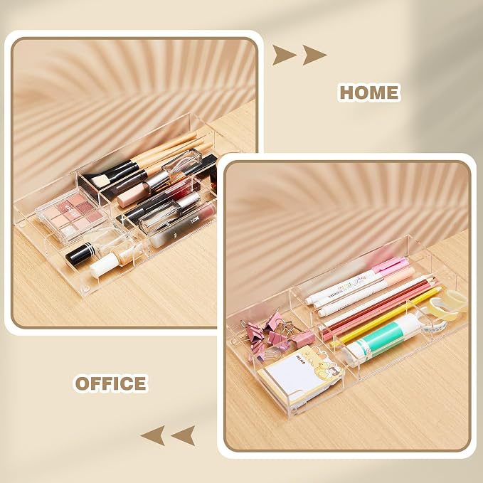 Clear Acrylic Desk Drawer Organizer 11 x 6.1 x 1.38 Inch Storage Tray Organizer - Image 5