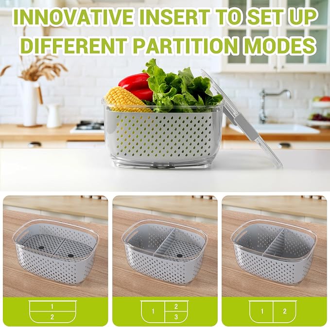 LUXEAR Fresh Produce Vegetable Fruit Storage Containers 3Piece Set, BPA-free - Image 2