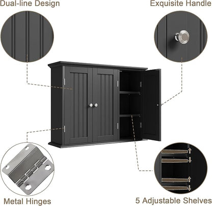 ChooChoo Laundry Cabinet with 3 Doors and Adjustable Shelves | 9.06"D x 31.1"W - Image 6