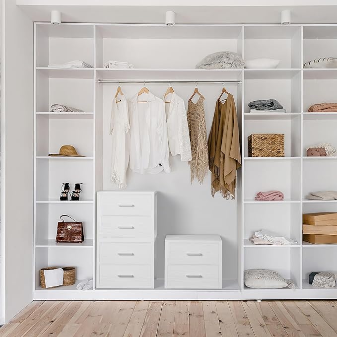 BOLUO Stackable Storage Drawers Closet Organizers and Storage Fabric White 2 - Image 2