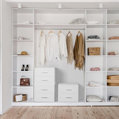BOLUO Stackable Storage Drawers Closet Organizers and Storage Fabric White 2 - Image 2