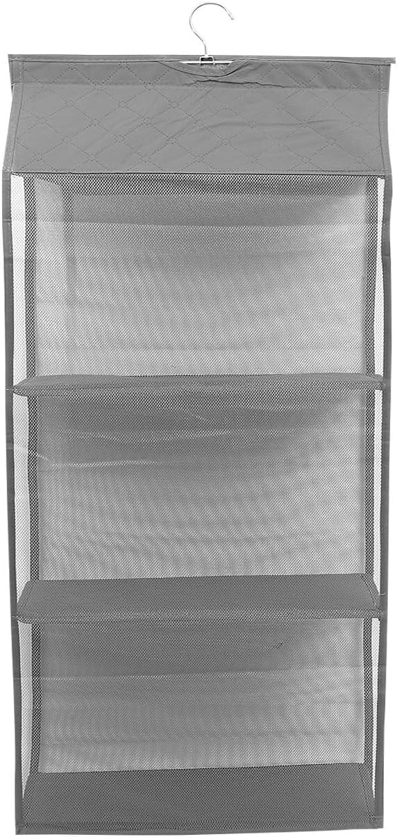 Grey Hanging Storage Organizer Bag Dustproof Mesh Compartments by ETHZZLE
