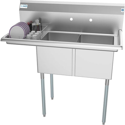 KoolMore 2 Compartment Stainless Steel NSF Commercial Kitchen Prep & Utility by KoolMore