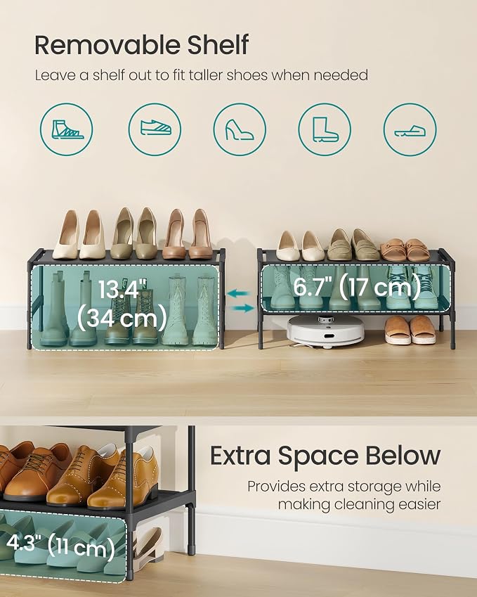 SONGMICS Shoe Rack, Space-Saving, Metal Frame | Space-Saving Shoe Storage - Image 5
