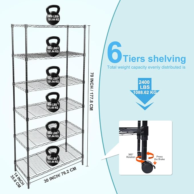 Whitmor 6 Tier Storage Shelves, Heavy Duty - Image 3