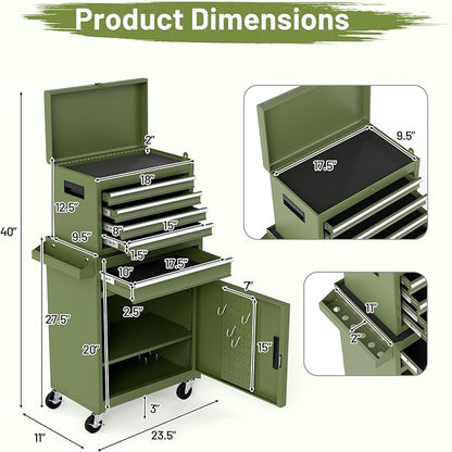 Goplus Tool Chest, 5 Drawers Rolling Tool Cabinet - Image 3