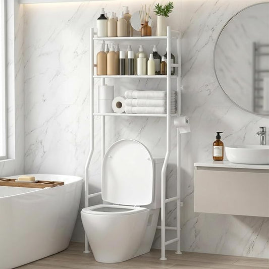 GloTika 3-Tier Over Toilet Storage, 150lb Capacity, Carbon Steel, Freestanding by QualityHomewareTimlessComfort