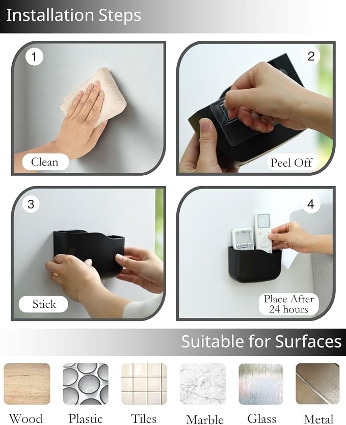 LINFIDITE TV Remote Holder Wall Mount Remote Control Holder - Image 7