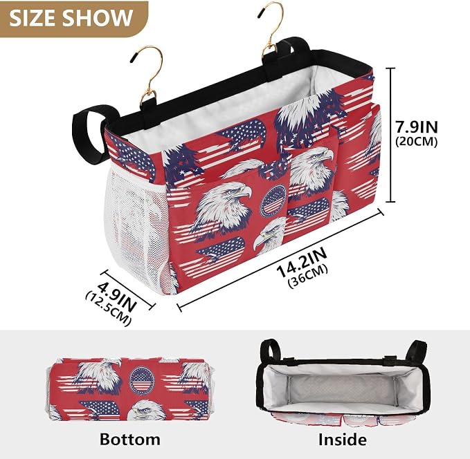 American Flag Bald Eagle Red Bedside Caddy - Image 4