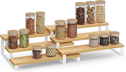 SONGMICS Display Risers, 3-Tier Cupcake Stand Holder, Spice Rack, Shelf Risers - Image 7
