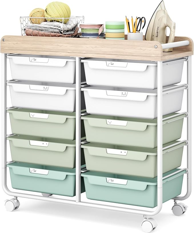 10 Drawer Rolling Storage Cart by APEXCHASER