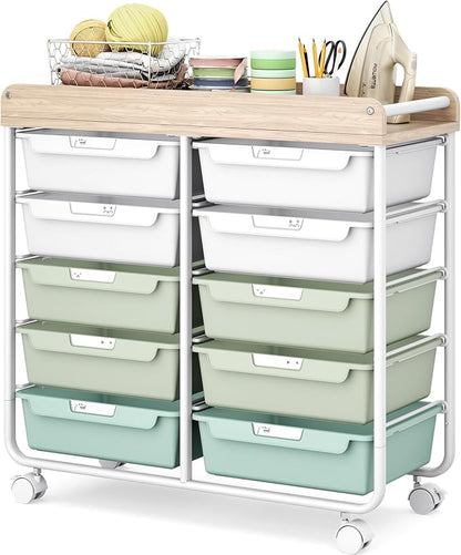 10 Drawer Rolling Storage Cart by APEXCHASER