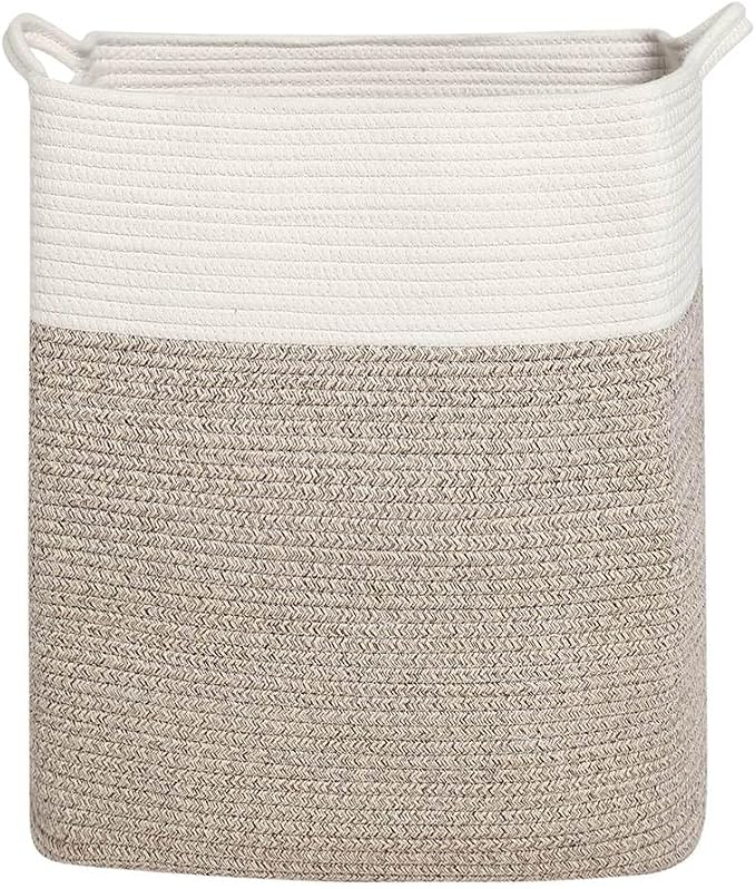 Tall Laundry Basket With Handles, Woven Cotton Rope Big Laundry Hamper Sorters - Image 7
