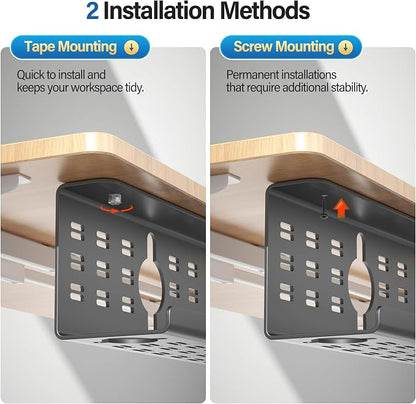 2 Pack Cable Management Under Desk Black, Cinati 32" Large Cable Management Tray - Image 4