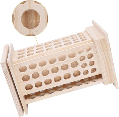104-Hole Wooden Essential Oil Display Rack, 8 Tiers Rotating Pine Organizer - Image 6