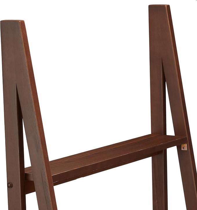Amazon Basics Ladder Bookshelf Organizer, Solid Rubberwood Frame, Walnut Finish - Image 5