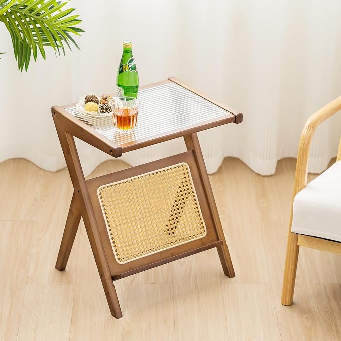GOFLAME Rattan Side Table Set of 2, Z-Shaped End Table - Image 9