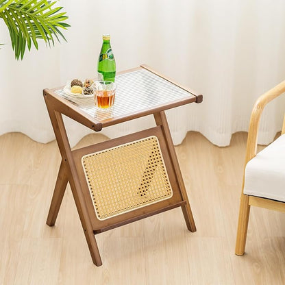 GOFLAME Rattan Side Table Set of 2, Z-Shaped End Table - Image 9