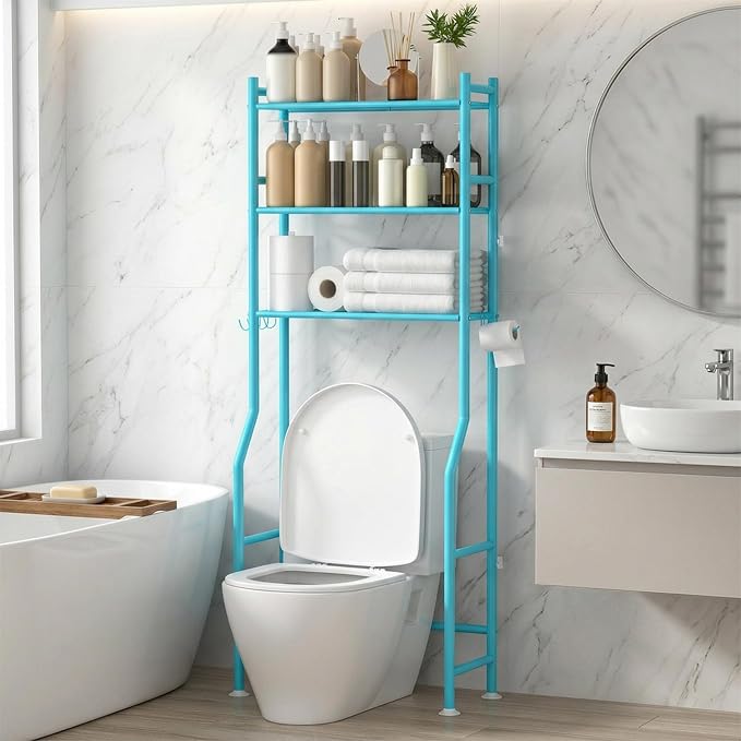 GloTika 3-Tier Over Toilet Storage, 150lb Capacity, Carbon Steel, Freestanding by QualityHomewareTimlessComfort