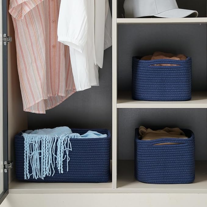 3-Pack Storage Baskets for Organizing | Woven Shelf Toy Basket | Rope Baskets - Image 3