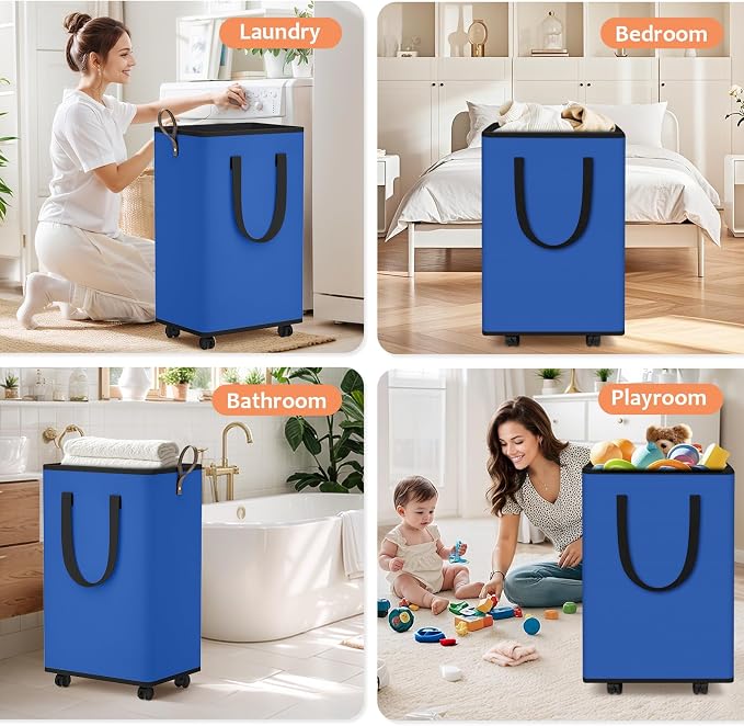 SpaceTrove Laundry Basket with Wheels, Collapsible Laundry Baskets, Laundry - Image 7