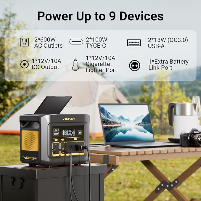 VTOMAN FlashSpeed 600 Portable Power Station 600W - 499Wh Solar Generator - Image 4